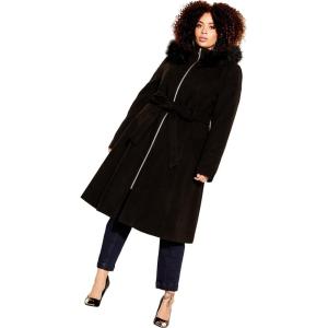 City Chic Plus Size Coat, Miss Mysterious Coat(Black)