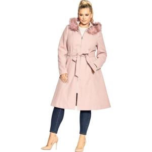 City Chic Plus Size Coat, Miss Mysterious Coat(Blush)