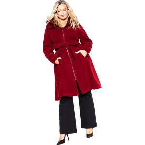 City Chic Plus Size Coat, Miss Mysterious Coat(Dark Cherry)