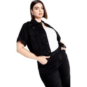 City Chic Plus Size Jacket, Ariadne Denim Jacket(Black)