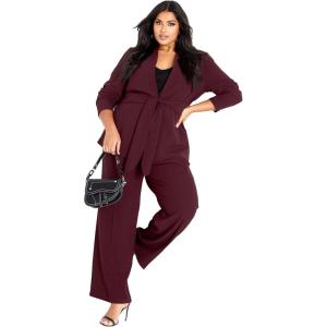 City Chic Plus Size Jacket, Audrie Collarless Textured Jacket(Oxblood)