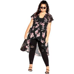City Chic Plus Size Jacket, Pretty Rose Jacket(Blk Pretty Roses)
