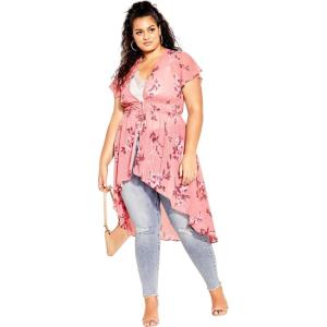 City Chic Plus Size Jacket, Pretty Rose Jacket(Pink Pretty Roses)