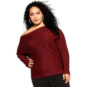City Chic Plus Size Sweater, Stella Sweater(Port)