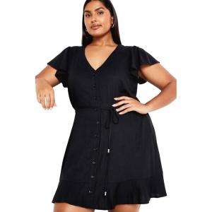 City Chic Women’s Button Betty Dress(Black)