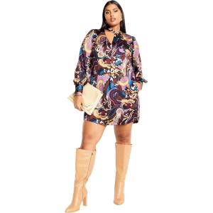 City Chic Womens City Chic Plus Size Dress Mara PRT(Envy Abstract)