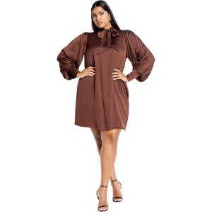 City Chic Womens City Chic Plus Size Dress Mara(Mocha)