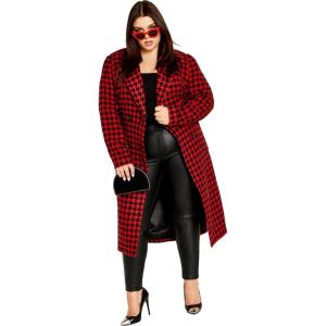 City Chic Women’s Citychic Plus Size Coat Julissa(Cherry Houndstooth)