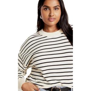 City Chic Women’s Citychic Plus Size Jumper Stripe Lilia(Cream Stripe)