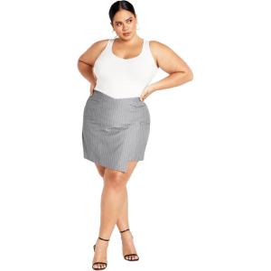 City Chic Women’s Citychic Plus Size Skirt Jazmin Pinstrp(Silver Pinstripe)
