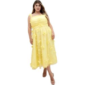 City Chic Womens Dress – Leilani 3D(Lemon Floral)