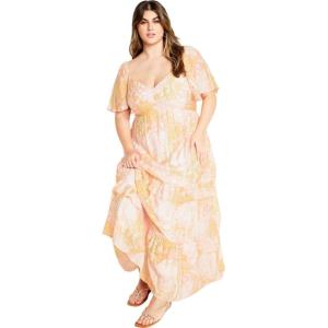 City Chic Women’s Marci Print Maxi Dress(Sunkissed)