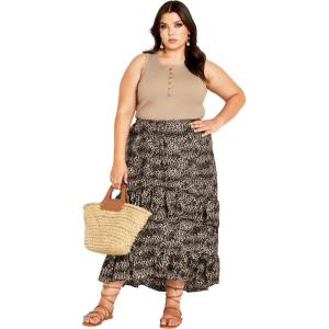 City Chic Women’s Plus Size Brinley Skirt(Taupe Mini Leopard)