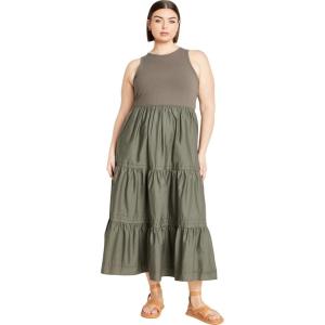 City Chic Women’s Plus Size Chelsea Mixed Media Dress(Olive)