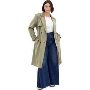 City Chic Women’s Plus Size Coat – Cornwall Trench(Deep Sage)