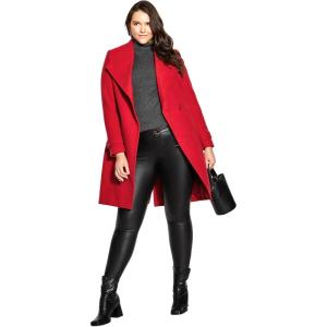 City Chic Women’s Plus Size Coat – So Chic(Lust Red)