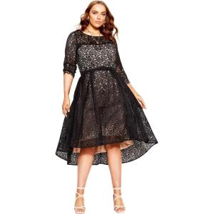 City Chic Women’s Plus Size Cocktail Dress – Lace Lover(Black)
