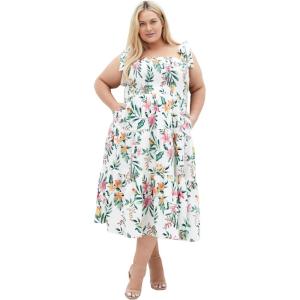 City Chic Women’s Plus Size Dress – Haven Tier Midi Print(Island Fl)