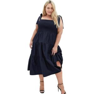 City Chic Women’s Plus Size Dress – Haven Tier Midi(French Navy)