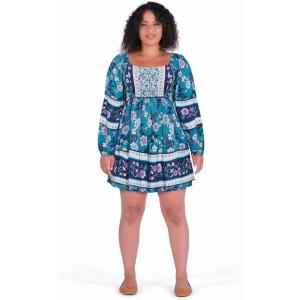 City Chic Women’s Plus Size Dress – Rose Mini(Blue Border)