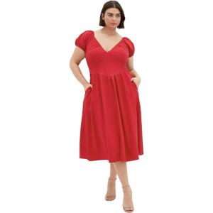 City Chic Women’s Plus Size Dress – Shelby Midi(Red)