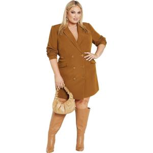 City Chic Women’s Plus Size Dress – Tuxedo Twyla(Salted Caramel)