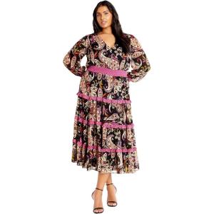 City Chic Women’s Plus Size Dress Gwendolyn PRT(Peaceful Paisley)