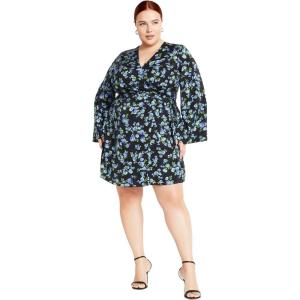 City Chic Women’s Plus Size Dress Lenna PRT(Blue Mini Blooms)