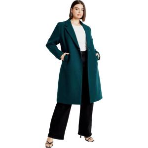 City Chic Women’s Plus Size Effortless Chic Coat(Emerald)