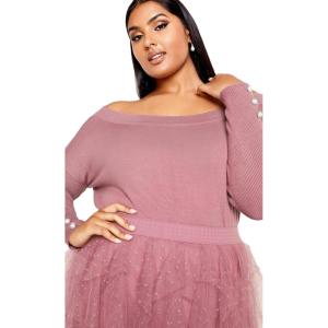 City Chic Women’s Plus Size Intrigue Sweater(Dusty Orchid)