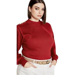 City Chic Women’s Plus Size Isabella Sweater(Cherry)