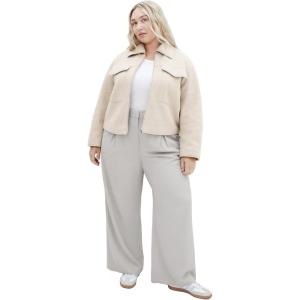 City Chic Women’s Plus Size Jacket – Boucle Zip Front(Taupe)