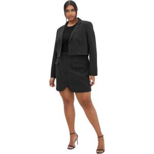 City Chic Women’s Plus Size Jacket – Payton Pinstripe(Black Pinstripe)