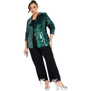 City Chic Women’s Plus Size Jacket – Sequin Seduction(Emerald)
