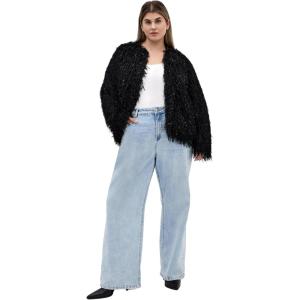 City Chic Women’s Plus Size Jacket – Sparkle Queen(Black)