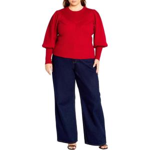 City Chic Women’s Plus Size Jumper JoJo Peplum(Red)