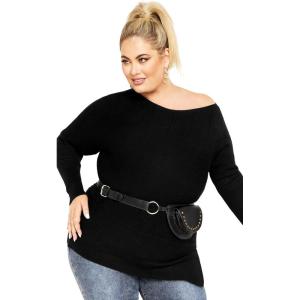 City Chic Women’s Plus Size Lean in Sweater(Black)