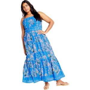 City Chic Women’s Plus Size Maxi Dress – Molly Print(Avery Blue)