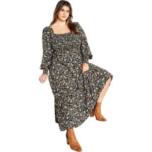City Chic Women’s Plus Size Maxi Emilie Dress(Ditsy)