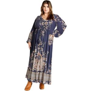 City Chic Women’s Plus Size Maxi Faith Dress(Navy Paisley)
