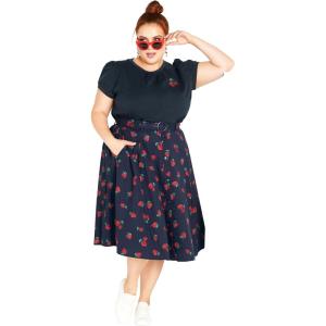 City Chic Women’s Plus Size Siena Skirt(Navy Strawberry Prt)