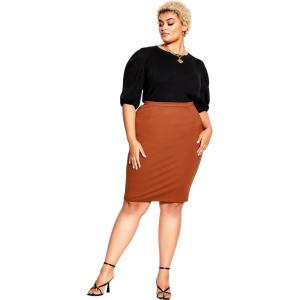 City Chic Women’s Plus Size Skirt – Midi Tube(Ginger)