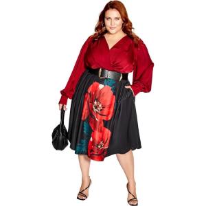 City Chic Women’s Plus Size Skirt Abigail(Red Power Poppy)