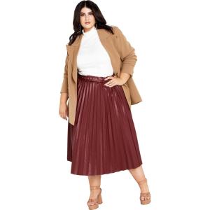 City Chic Women’s Plus Size Skirt Saskia Pu(Cabernet)