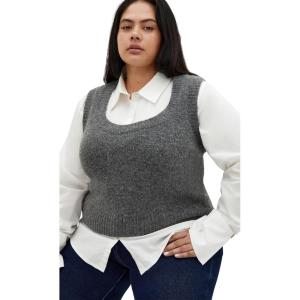 City Chic Women’s Plus Size Sweater – Hybrid Harley(Charc/White)