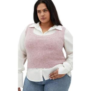 City Chic Women’s Plus Size Sweater – Hybrid Harley(Pink Melange)