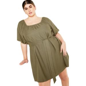 City Chic Women’s Plus Size Uptown Mini Dress(Olive)