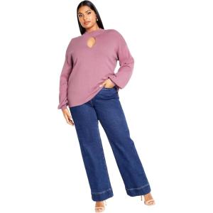 City Chic Women’s Size Sweater-Evelyn, Sand, 20 Plus(Dusty Orchid)