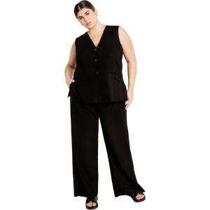 City Chic womens Jacket – Nala Sleeveless Linen(Black)