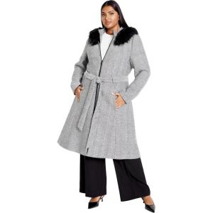 City Chic womens Mysterious Coat(Black Tweed)